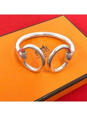 Hermes Vintage Nausicaa Bangle 925 Sterling Silver Bracelet